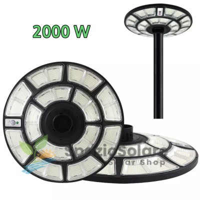 Lampione faro led solare esterno crepuscolare 2000w giardino stradale  telecomando